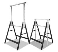Eikuavons Lot de 2 tréteaux d'échafaudage pliants, hauteur réglable sur 7 positions, hauteur de travail variable 81 à 130 cm, revêtement en plastique résistant aux rayures, noir