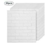 Eikuavons, lot de 20 stickers muraux 3D autocollants en mousse PE blanche, 77 x 70 cm, pour le salon, la chambre, la cuisine et la salle de bains