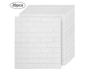 Eikuavons, lot de 20 stickers muraux 3D autocollants en mousse PE blanche, 77 x 70 cm, pour le salon, la chambre, la cuisine et la salle de bains