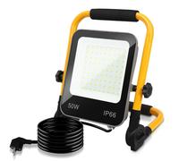 Eikuavons, lot de 5 projecteurs LED de construction, 50 W, 4000 lm, IP66, lampe de travail avec câble de 3 mètres, pour usage industriel, intérieur et extérieur