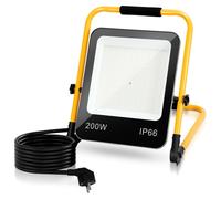 Eikuavons, lot de 5 projecteurs LED de construction de 200 W, 16000 lm, IP66, lampe de travail avec câble de 3 mètres, pour usage industriel et extérieur