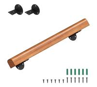 Eikuavons Main courante en bois de pin - Rampe d'escalier murale - 80 cm - Semi-circulaire - Antidérapante - Avec supports muraux - Matériel de montage - Noyer clair