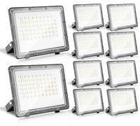 Eikuavons, projecteurs LED extérieurs de 50W, éclairage LED étanche IP65 en aluminium pour l'extérieur et l'industrie, lumière blanche froide 6000K, lot de 10