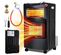 Eikuavons, radiateur 2-en-1 gaz et électrique, 4200W/1200W, en céramique et quartz, 3 niveaux de puissance pour le gaz, allumage automatique (ODS), 4 roulettes, inclut 2 adaptateurs EU