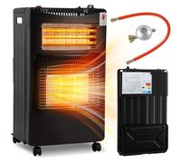 Eikuavons, radiateur 2-en-1 gaz et électrique, 4200W/1200W, en céramique et quartz, 3 niveaux de puissance pour le gaz, allumage automatique (ODS), 5 roulettes