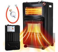 Eikuavons, radiateur 2-en-1 gaz et électrique, 4200W/1200W, en céramique et quartz, 3 niveaux de puissance pour le gaz, allumage automatique (ODS), 4 roulettes