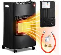 Eikuavons : Radiateur de gaz mobile, 4,2 kW, pliable, infrarouge, pour gaz propane/butane, allumage piézoélectrique, 4 roulettes, modèle européen