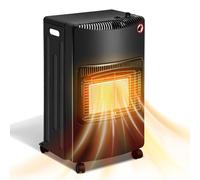 Eikuavons Radiateur infrarouge noir, chauffant au gaz, 4200 W, 3 niveaux de chauffage, protection contre le basculement, protection contre les flammes, mobile, pliable avec roulettes