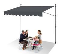 Eikuavons Store de balcon à serrage sans perçage, 400 cm de large, extensible jusqu'à 150 cm, résistant aux UV, étanche, hauteur réglable 214 à 305 cm, anthracite
