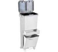 Eikuavons : Système de tri des déchets gain de place, poubelle verticale de 42 litres pour la cuisine, avec 3 compartiments, ouverture par pression, pédale, compartiment de rangement et roulettes mobi