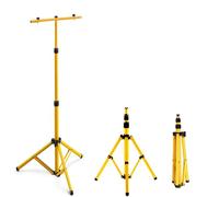 Eikuavons Trépied pour spot de construction, projecteur LED, trépied en acier, lampe de travail, jaune, partie support pour 1, 2 spots, hauteur réglable jusqu'à 1,60 mètre, lampe de construction