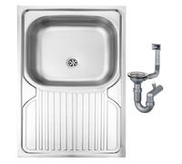 Einbau-Spüle 1-beckig, aufgesetzt 80x60 cm, Dekor mit Siphon Apollo
