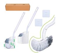 EINESIN 2Pack Brosse Toilette et Support, Brosse WC Salle de Bain et WC à Manche Long Plastique, Balayette WC avec des Poils Solides pour Le Ménage des Toilettes, Nettoyage en Profondeur