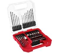 Einhell 109053 40 pièces Assortiment de forets et d'embouts métal, Pierre, Béton, bois, Brique 3 mm, 4 mm, 5 mm, 6 mm, 8 mm