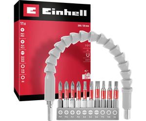 Einhell 133115 Jeu dembouts 11 pièces vis à fente, PH, PZ, TORX® intérieur, 6 pans intérieurs, hexagonal avec porte-embout