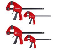 Einhell 4 pièces jeu de serre-joints à une main, 100/150 mm | Poignée rapide | capacité de serrage 100/150 mm | force de serrage 20/60 kg | fonction d'écartement | profondeur serrage