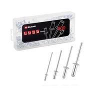 Einhell 400 pièces jeu de rivets aveugles | 4 tailles | assorties | aluminium / acier | résistantes à la corrosion | pour pinces à riveter | boîte de rangement incluse