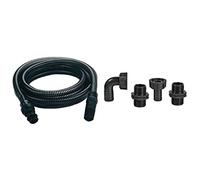 Einhell 4173635 tuyau d'aspiration 4 m en plastique (accessoires de pompe, longueur 4 m, raccord en plastique 42 mm, 5 pièces) & Ribiland 01552 - Raccord pour Pompe 1" - Lot de 4 - Noir