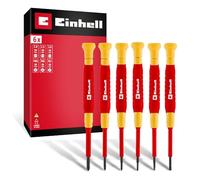 Einhell 6 pièces jeu de tournevis de précision pour électricien | Isolé jusqu'à 1 000 V | tête rotative | lames S2 | poignées ergonomiques | format compact | pour travaux électroniques
