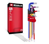 Einhell 9 pièces jeu de clés mâles six pans | Acier S2 | tête sphérique | double extrémité | dimensions 1,5-10 mm | support pliable