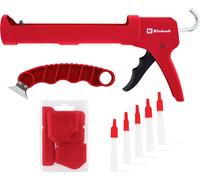 Einhell kit pistolet à cartouche Basic, 12 pièces (pistolet, grattoir inox, 5 lisseurs avec 20 angles, 5 bouchons cartouche, boîte de rangement)