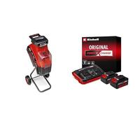 Einhell Broyeur de végétaux sans fil REDAXXO 36/25 Power X-Change (36V, épaisseur de branche max. 25 mm, 3 lames réversibles en acier, sac collecteur de déchets 55L) + Twincharger et 2 Batteries 4,0Ah