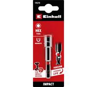 Einhell ouille hexagonale magnétique à impact avec tige 1/4" E 6,3, 7 mm, (chrome vanadium, zone de torsion, aimant permanent, anneau de couleur rouge)