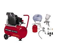 Einhell Compresseur TC-AC 190/24/8 (1500 W, Puissance d'aspiration 165 l/mn, Pression maximale 8 bar, Débit d'air 0, 4, 7 bar : 110 l/m, 75 l/m, 55 l/m, Capacité de la cuve: 24 L) + Kit 5 accessoires