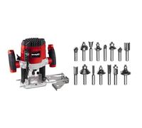 Einhell Défonceuse TC-RO 1155 E (1100 W, Régime 11000-30000 trs/min, Hauteur de levée : 55 mm, Pince de serrage : Ø 8 et Ø 6 mm, Butée "révolver" à plusieurs niveaux) + Kit de 15 fraises