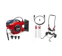 Einhell Enrouleur de tuyau sans fil GE-HR 18/30 Li-Solo (18V, mécanisme d’enroulement auto, pivote jusqu’à 180°, support mural, tuyau d’arrosage 30m et buse de pulvérisation, sans batterie) + Chariot