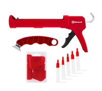 Einhell kit pistolet à cartouche Basic, 12 pièces (pistolet, grattoir inox, 5 lisseurs avec 20 angles, 5 bouchons cartouche, boîte de rangement)