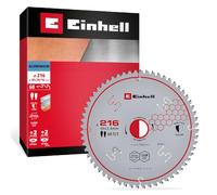 Einhell Lame de scie circulaire, aluminium, Ø 216 x 30 mm, 60 dents | Denture HLTCG | Revêtement PTFE | Fentes thermiques | Contrôle vibrations/bruit | Pour scies sur table | Bagues incluses