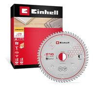Einhell Lame de scie circulaire, stratifié, Ø 216 x 30 mm, 60 dents | Denture HLTCG | Revêtement PTFE | Fentes thermiques | Contrôle vibrations/bruit | Pour scies sur table | Bagues incluses