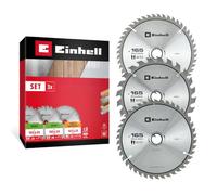Einhell Lot de 3 lames circulaires, bois, multimatériaux, Ø 165 x 20 mm | 24/48/54 dents | Kit polyvalent | Dents carbure | Fentes thermiques | Pour scies circulaires | Bagues de réduction incluses