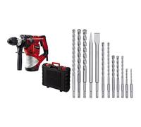 Einhell Marteau-perforateur électrique TH-RH 1600 (1600 W, Mandrin SDS Plus, Tête robuste en aluminium, Livré avec mallette) + Kit de 12 forets/burins