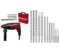 Einhell Marteau perforateur TC-RH 620 4F Kit (620 W, mécanisme de frappe pneumatique, force de frappe 2,2 J, perçage, perforage et burinage avec/sans fixation, SDS Plus) + Kit de 12 forets/burins