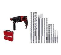 Einhell Marteau Perforateur TC-RH 800 4F (800W, 2.6J, perçage + perforage + burinage avec et sans fixation du burin,mécanisme de frappe pneumatique, SDS-Plus, coffret E-Box) + Kit de 12 forets/burins