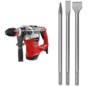 Einhell Marteau perforateur TE-RH 38 3F (1 050 W, force de frappe de 9 J, mandrin SDS Max, butée de profondeur en métal, performance de perçage de 38 mm dans le béton) + jeu de 3 burins