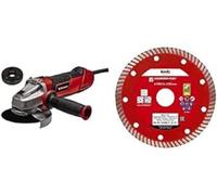 Einhell Meuleuse d'angle TE-AG 125/1010 CE Q (1 010 W, écrou à fixation rapide, réglage électronique de la vitesse, tête métallique plate, capot de protection) + Disque de coupe diamant