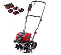 Einhell Motobineuse sans Fil GP-CR 36/45 Li E BL-Solo Power X-Change (36 V, Moteur sans Charbon, Largeur 45 cm, Profondeur 23 cm, Roues réglables en Hauteur) + Twincharger et 4 Batteries 4,0Ah