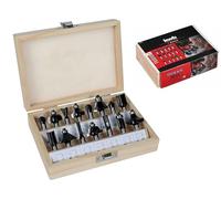 Kwb by Einhell – Fraises pour défonceuses – 15 pièces, tige 8 mm, coffret en bois