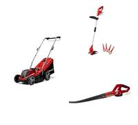 Einhell Pack 3 machines sans fil - Power X-Change (Tondeuse à gazon GE-CM 18/33 Li, Coupe-bordures GC-CT 18/24 Li, Souffleur GE-CL 18 Li E) + Batterie 4,0Ah et chargeur