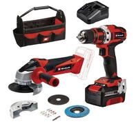 Einhell Set d’outils sans fil TE-TK 18/2 Li Kit | PXC | 18 V | perceuse-visseuse TE-CD 18/40 Li | meuleuse TC-AG 18/115 Li | batterie 4 Ah | chargeur | accessoires