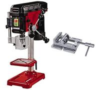 Einhell Perceuse à colonne TC-BD 450 (450 W, 5 vitesses jusqu’à 2 650 tr/min, profondeur max. 50 mm, indicateur de prof, butée de prof. ajustable, table réglable en hauteur, pivotante) + Étau