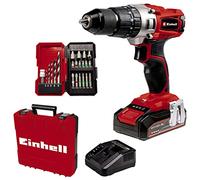 Einhell Perceuse Visseuse à percussion sans fil TE-CD 18/2 Li-i +22 (1x2,5 Ah) Power X-Change (Li-Ion 18 V, Couple 44 Nm) Livré avec Batterie 2,5 Ah, Chargeur rapide et 22 Accessoires