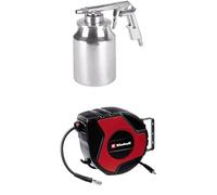 Einhell Pistolet de sablage à air comprimé pour compresseur (8 Bar Max, réservoir 1L, Levier de déclenchement Constant, raccord Inclus) + Dévidoir Auto