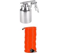 Einhell Pistolet de sablage à air comprimé pour compresseur (8 Bar Max, réservoir 1L, Levier de déclenchement Constant, raccord Inclus) + Tuyau Spirale 8m