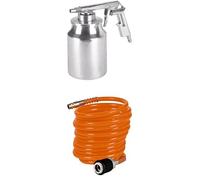 Einhell Pistolet de sablage à air comprimé pour compresseur (8 Bar Max, réservoir 1L, Levier de déclenchement Constant, raccord Inclus) + Tuyau Spirale 4m