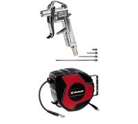 Einhell Pistolet de soufflage en kit/Soufflette à air comprimé pour compresseur (8 bar max, avec raccord rapide et 5 embouts) + Dévidoir auto