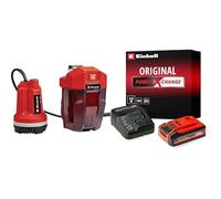 Einhell Pompe d’évacuation d’eau claire sans fil GE-PP 18 RB Li-Solo Power X-Change (li-ion, 18 V, max. 2 bar, débit max. 3000 L/h, boîtier de batterie flexible) avec chargeur et batterie 4,0Ah